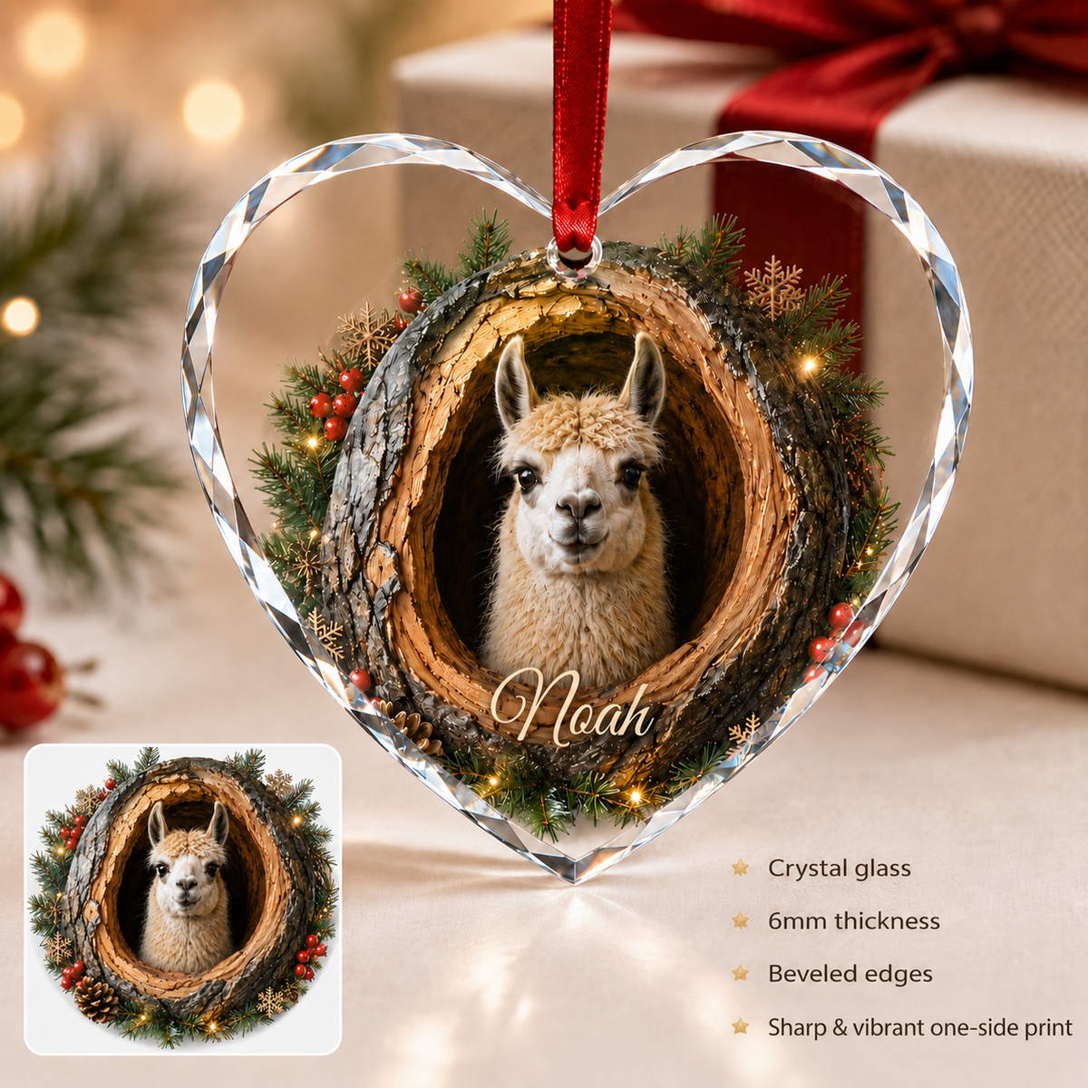 Animal Glass Ornament Tree Hollow Liama