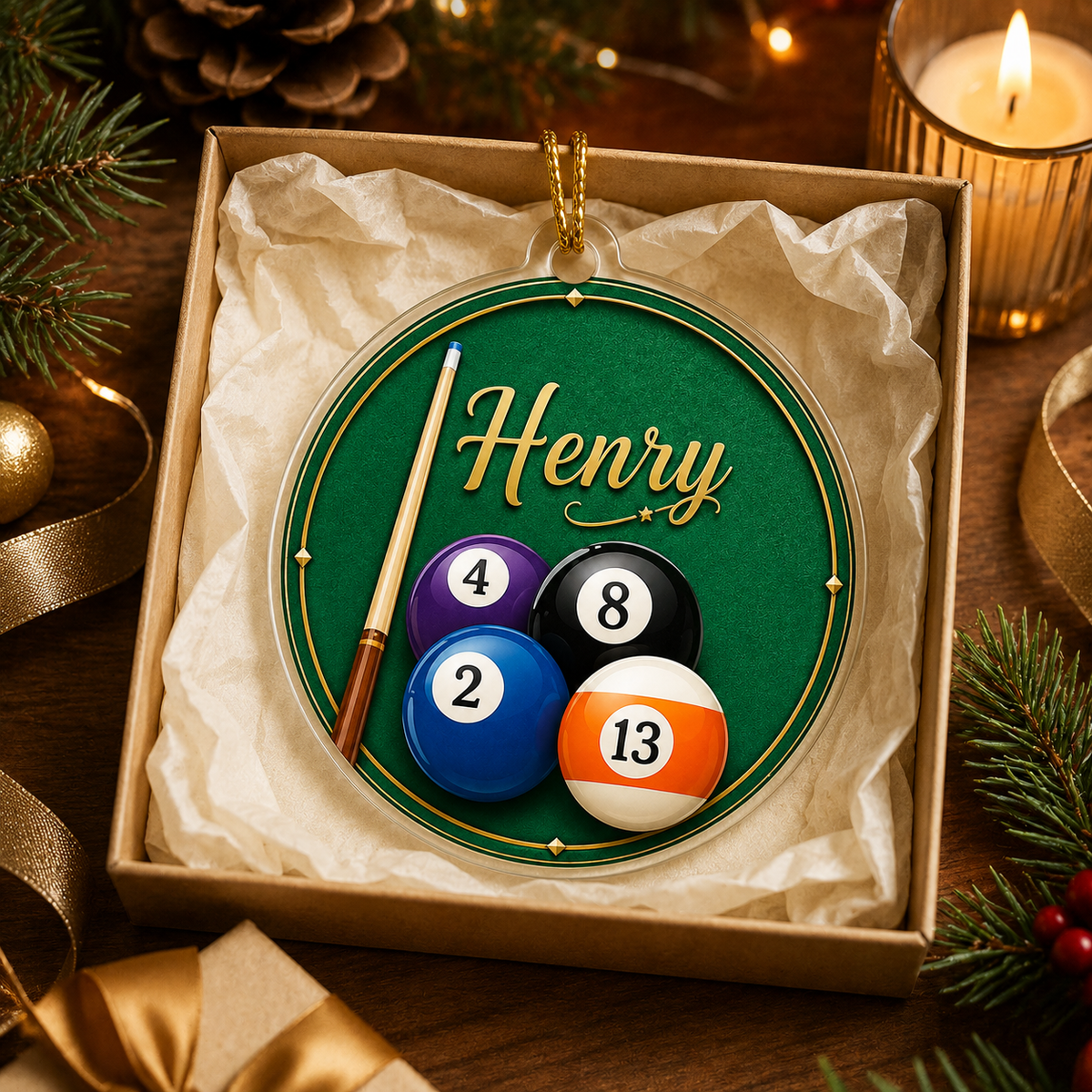 Custom Name Billiards Golden Cue Acrylic