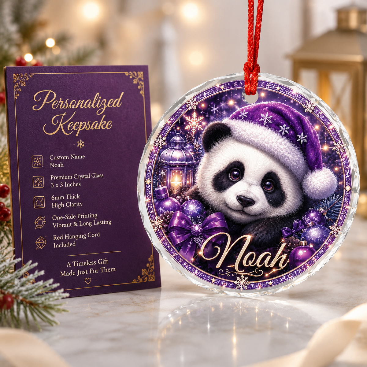 Purple Animal At Christmas Panda