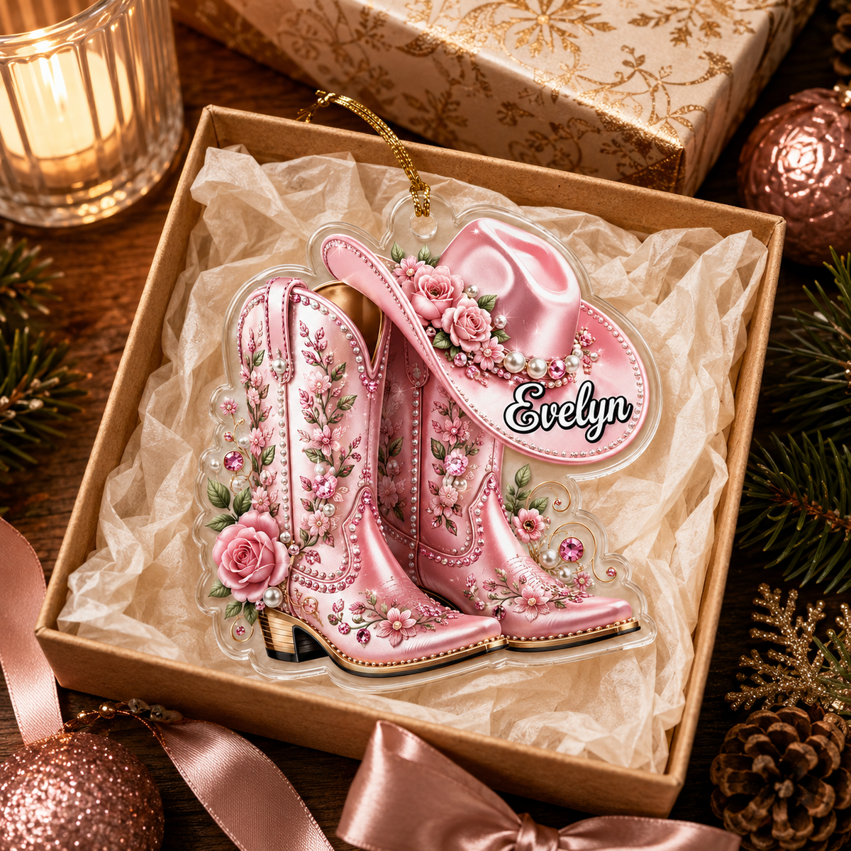 Personalized Boost Floral Cowgirl Acrylic