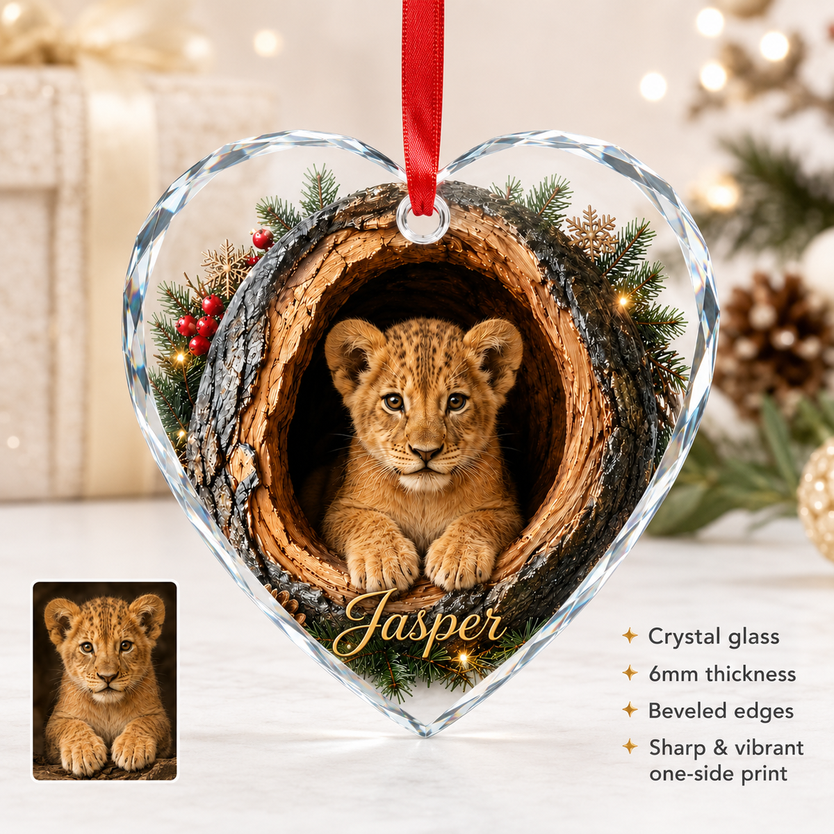 Animal Glass Ornament Tree Hollow Lion