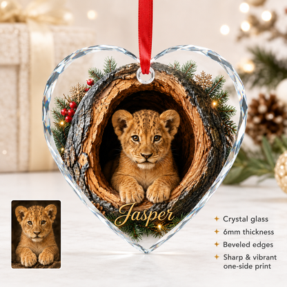 Animal Glass Ornament Tree Hollow Lion