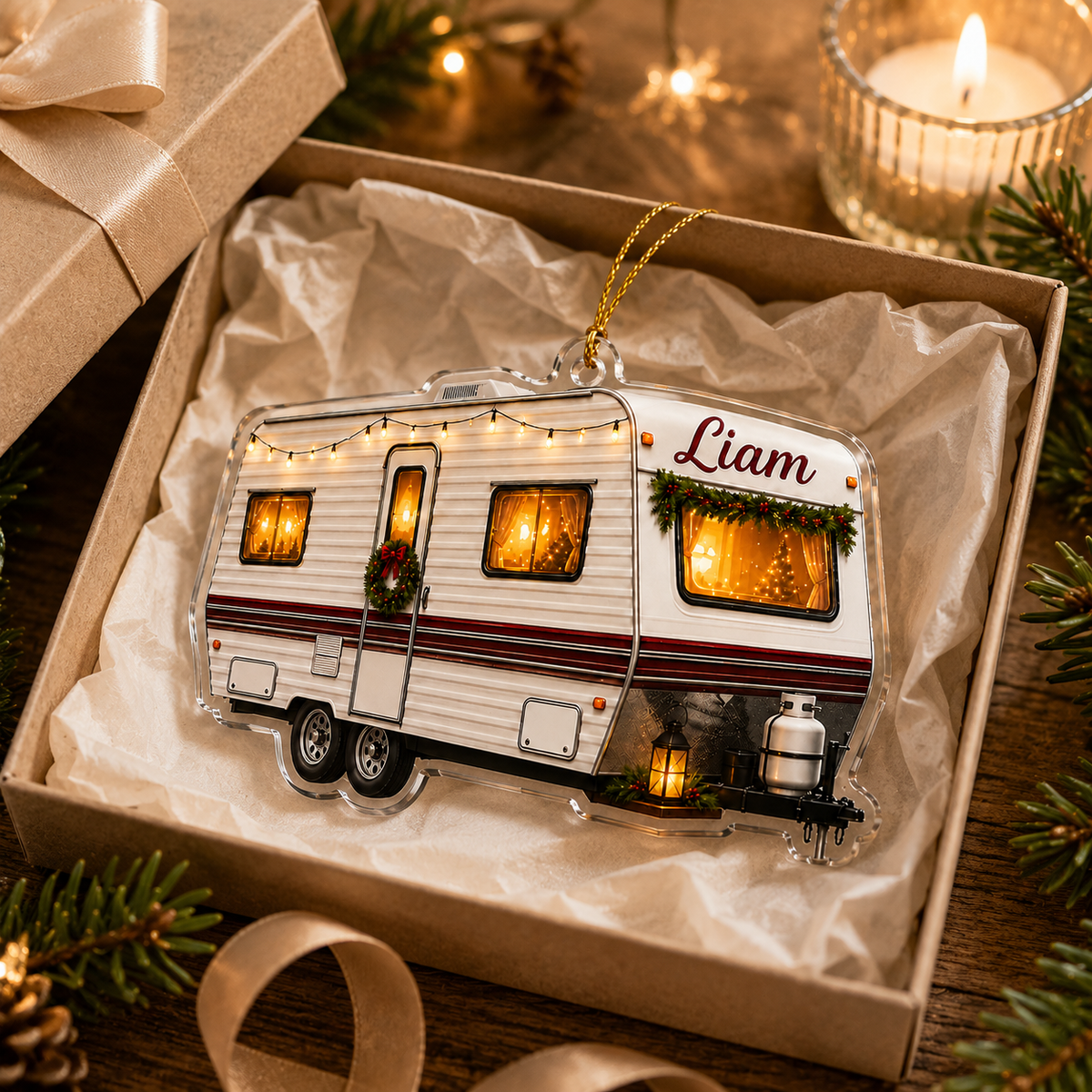 Camping Personalize Acrylic Christmas Mobile Vehicle