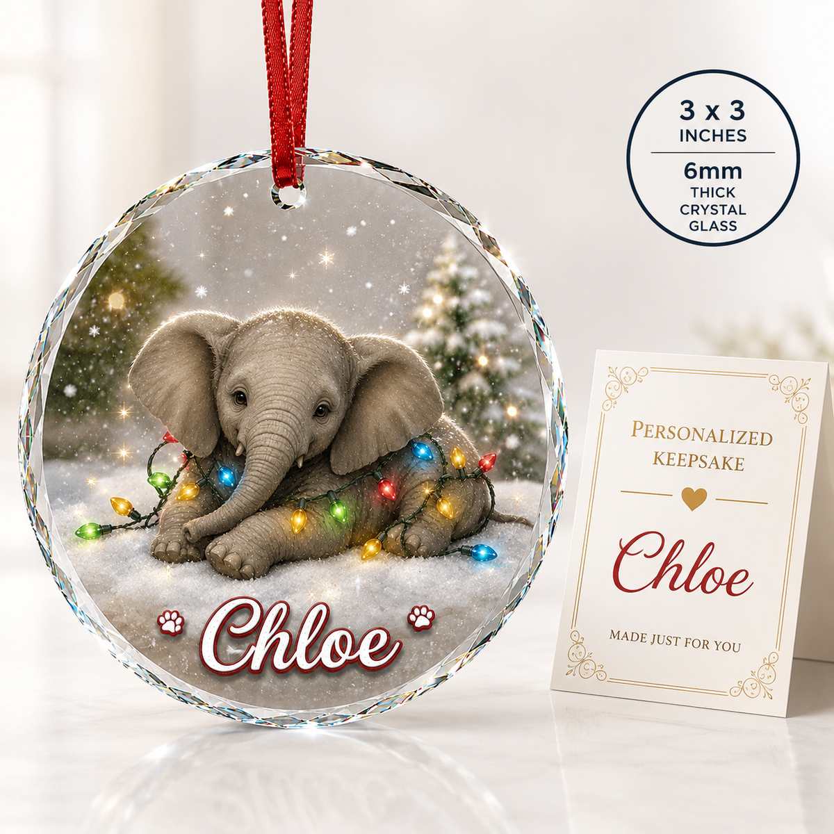 Glass Animal Led Light Elephant