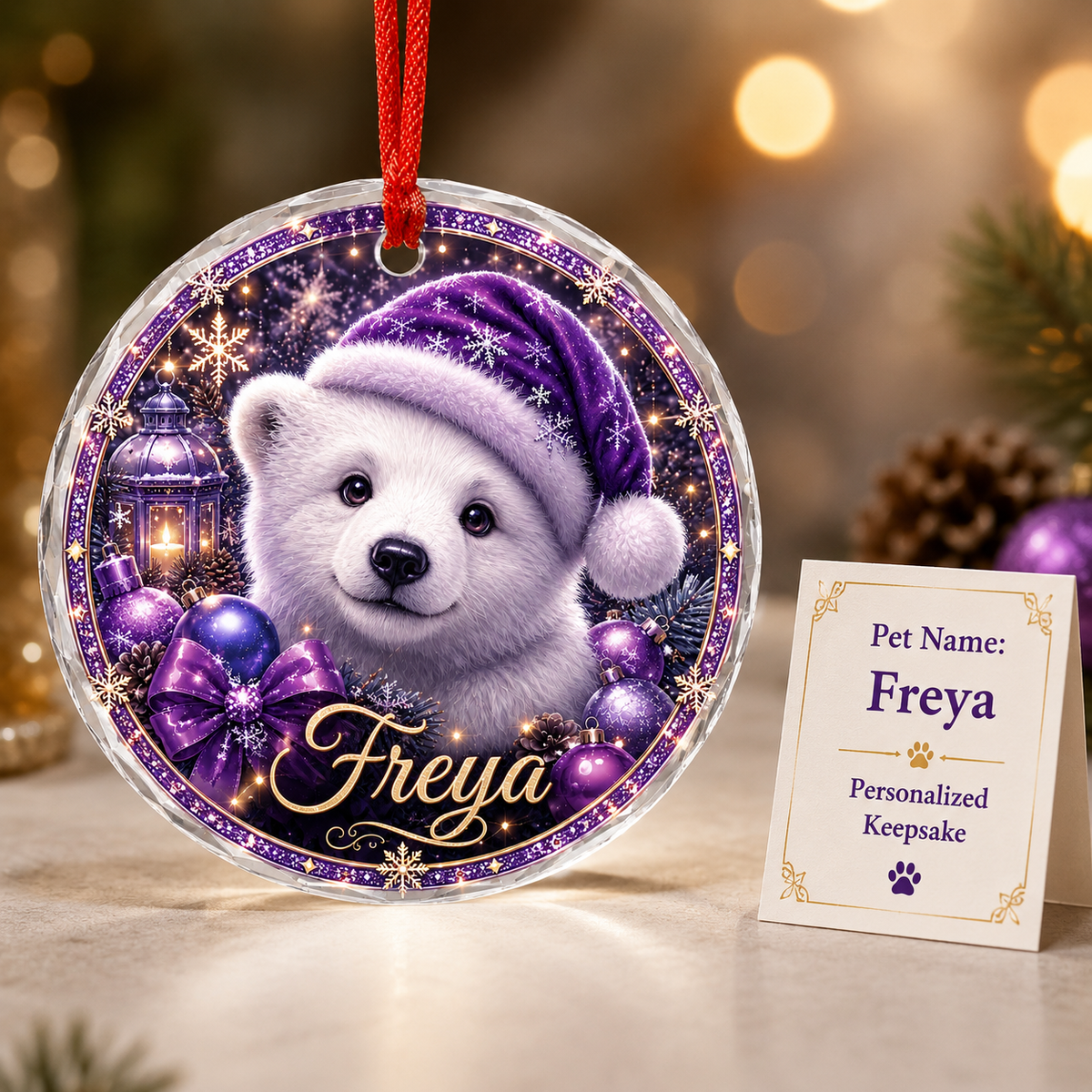 Purple Animal At Christmas Polar Bear
