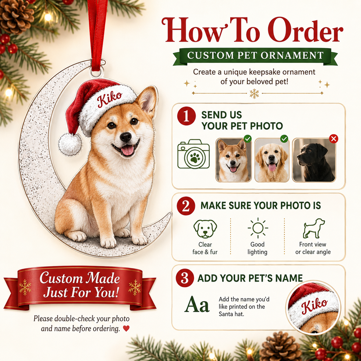 Custom Photo Dog Christmas Style 14
