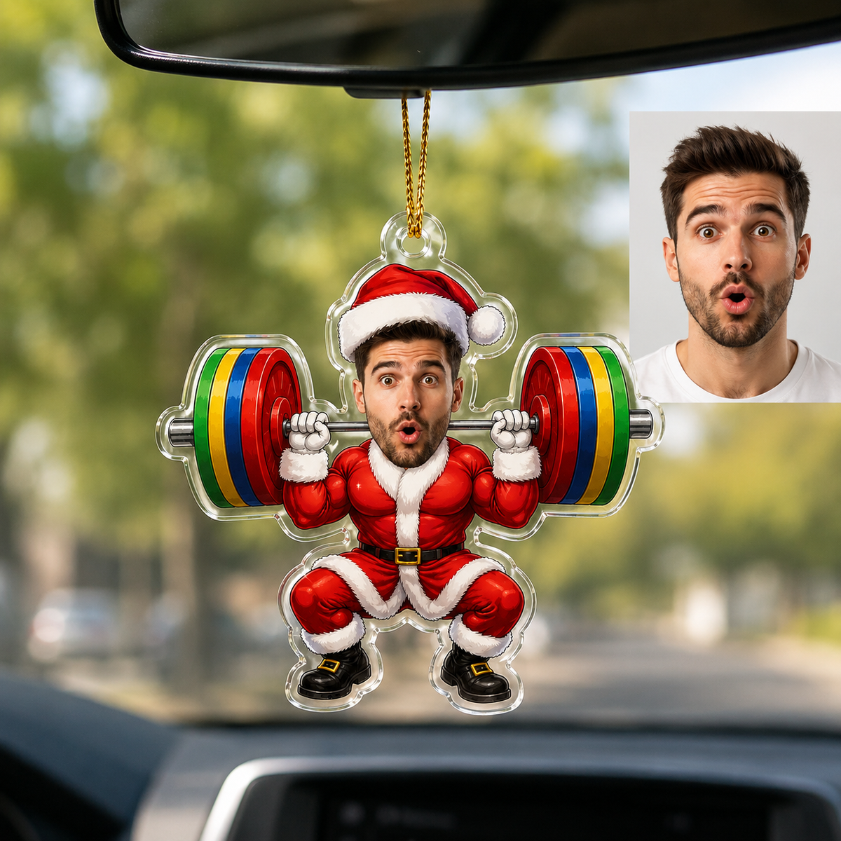 Custom Photo Christmas Weightlifter Man