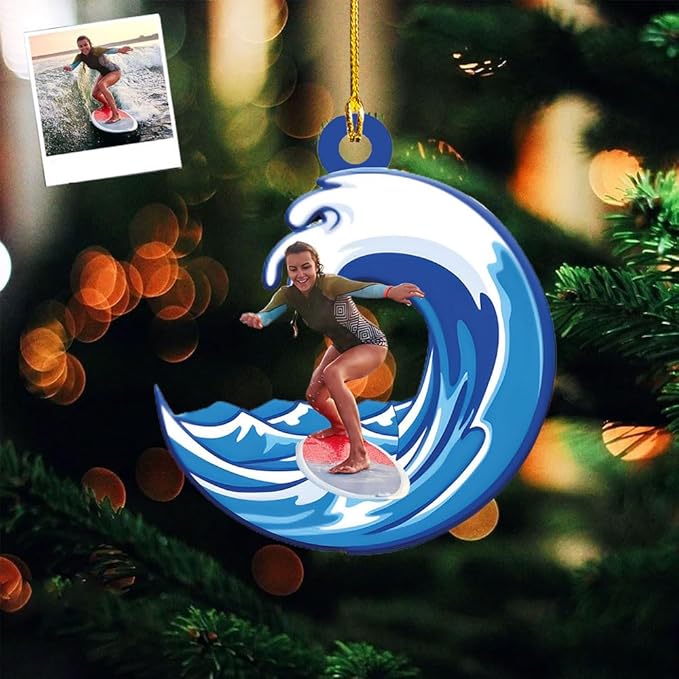 Personalized Surfboard Christmas Ornament - Surfing Tree Decoration Gift for Surfers LL8
