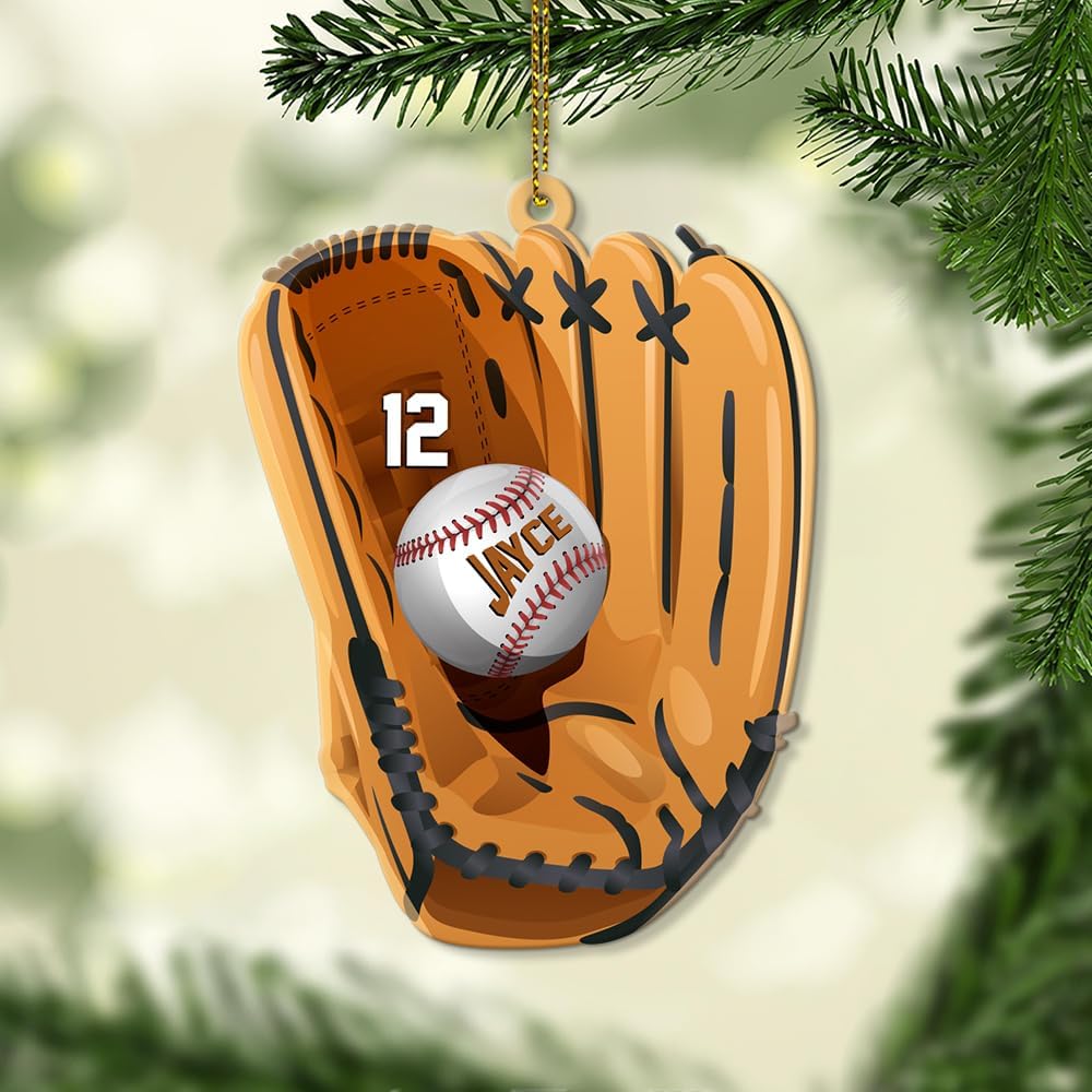 Personalized Baseball Christmas Ornament – Custom Name Acrylic Ornament, Sports Holiday Decoration, Baseball Player Gift  TH19