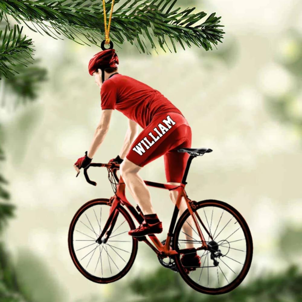 Custom Bicycle Christmas Ornament – Personalized Acrylic Cycling Ornament, Gift for Bike Riders and Cyclists TB11