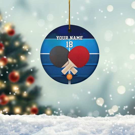 Personalized Ping Pong Player Ornament – Custom Name Acrylic Table Tennis Christmas Gift, Flat 2D Sport Decor TT19