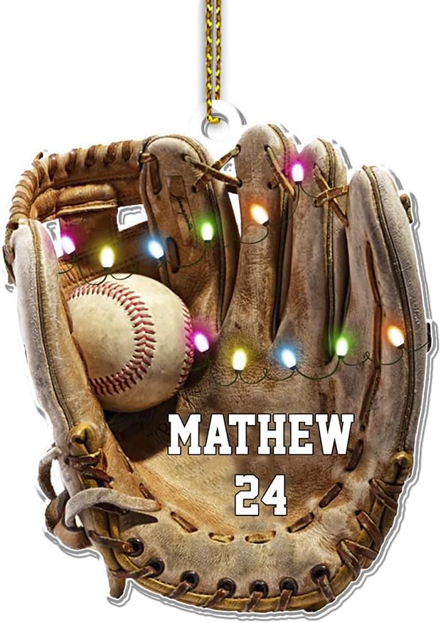 Personalized Baseball Christmas Ornament – Custom Name Acrylic Ornament, Sports Holiday Decoration, Baseball Player Gift TH6
