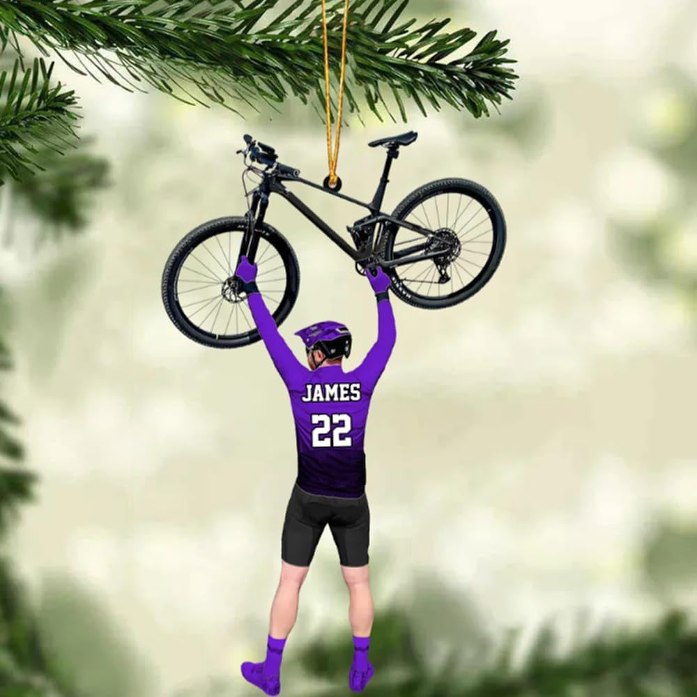 Personalized Cycling Ornament – Custom Name Acrylic Bicycle Christmas Decoration, Sport Holiday Keepsake TB13