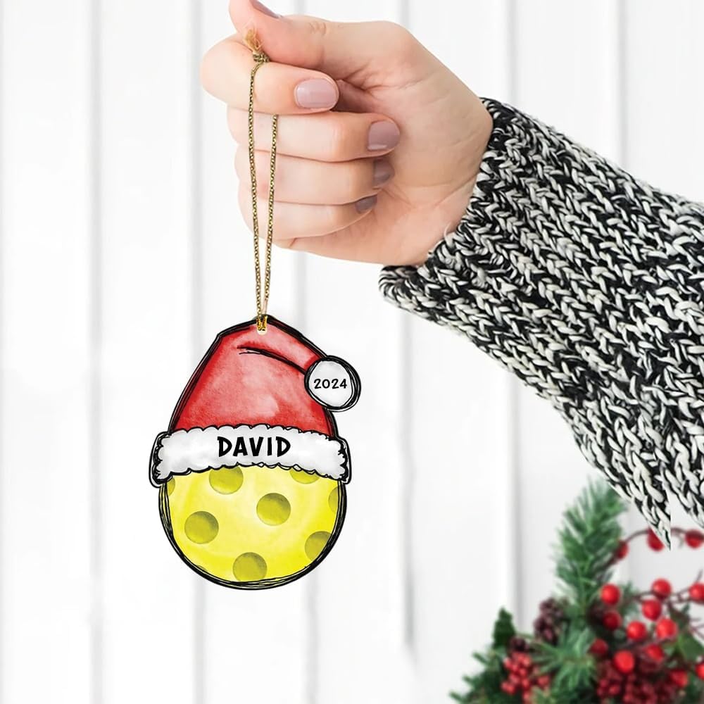 Custom Name and Year Pickleball Christmas Ornament