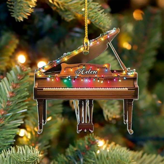 Personalized Piano Ornament - Custom Name Music Instrument Christmas Gift for Piano Lovers LL61