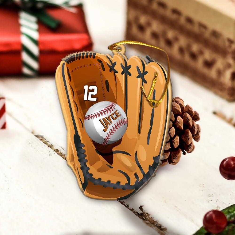 Personalized Baseball Christmas Ornament – Custom Name Acrylic Ornament, Sports Holiday Decoration, Baseball Player Gift  TH19