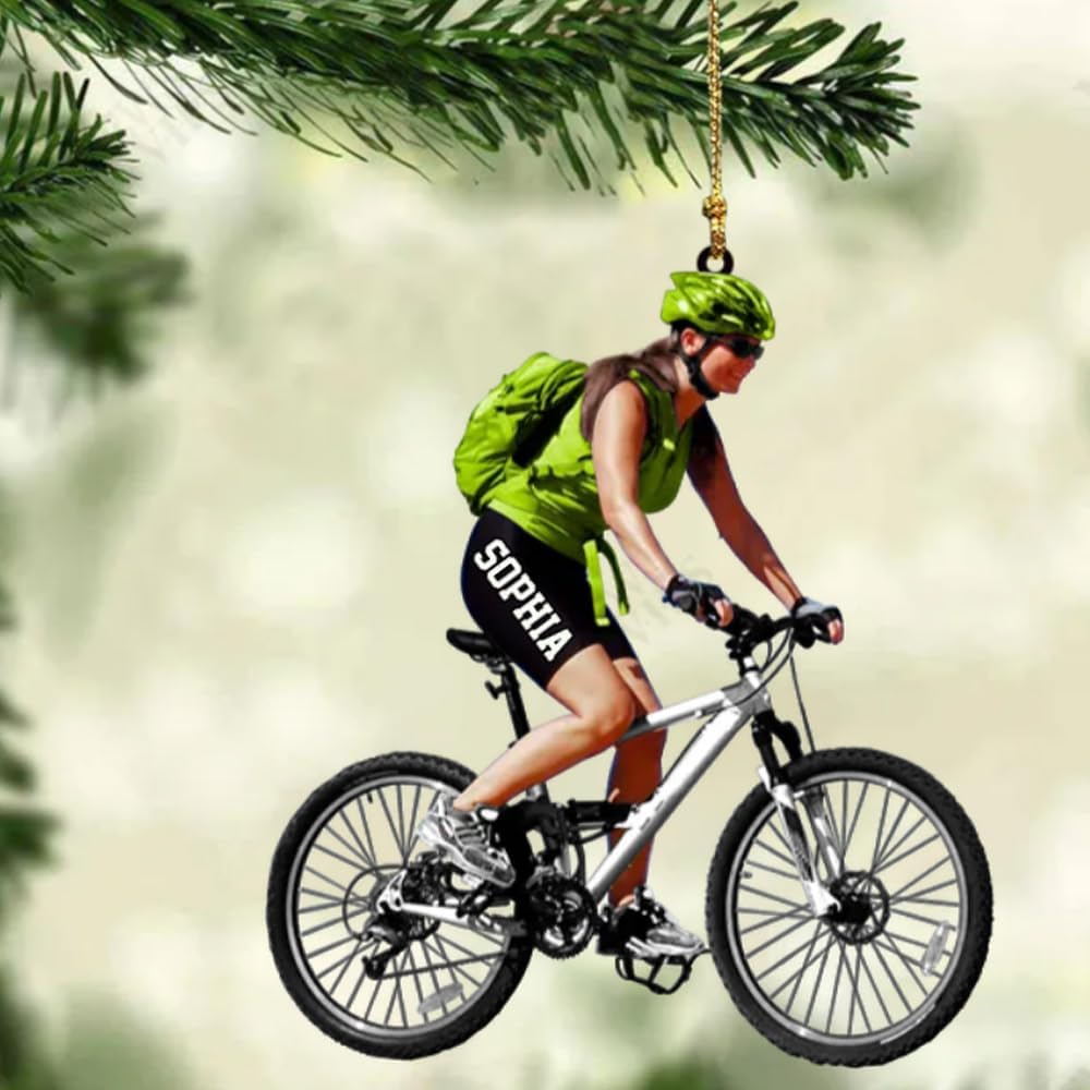 Personalized Cycling Ornament – Custom Name Acrylic Bicycle Ornament, Unique Gift for Cyclists & Bike Lovers 2025 TC16
