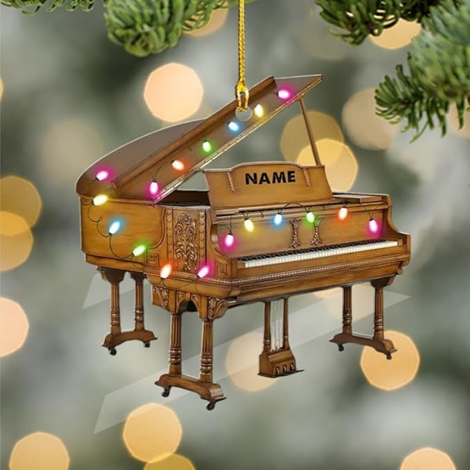 Personalized Piano Ornament - Custom Name Music Instrument Christmas Gift for Piano Lovers LL67