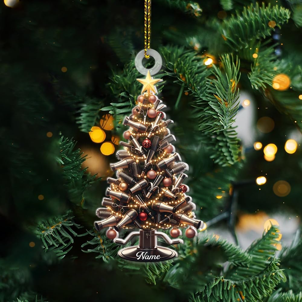 Custom Hair Stylist , Christmas Barbershop Ornament Style 23