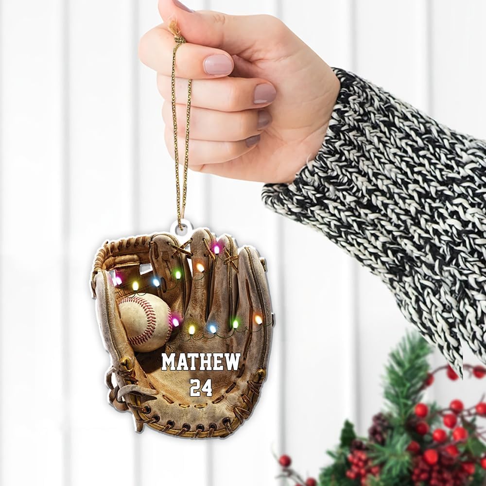 Personalized Baseball Christmas Ornament – Custom Name Acrylic Ornament, Sports Holiday Decoration, Baseball Player Gift TH6