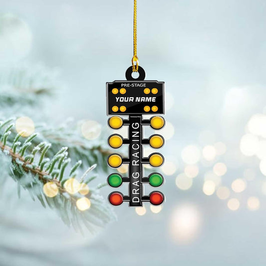 Personalized Racing Car Ornament – Custom Acrylic Drag Racing Christmas Decoration, Gift for Car Lovers and Drivers TR32