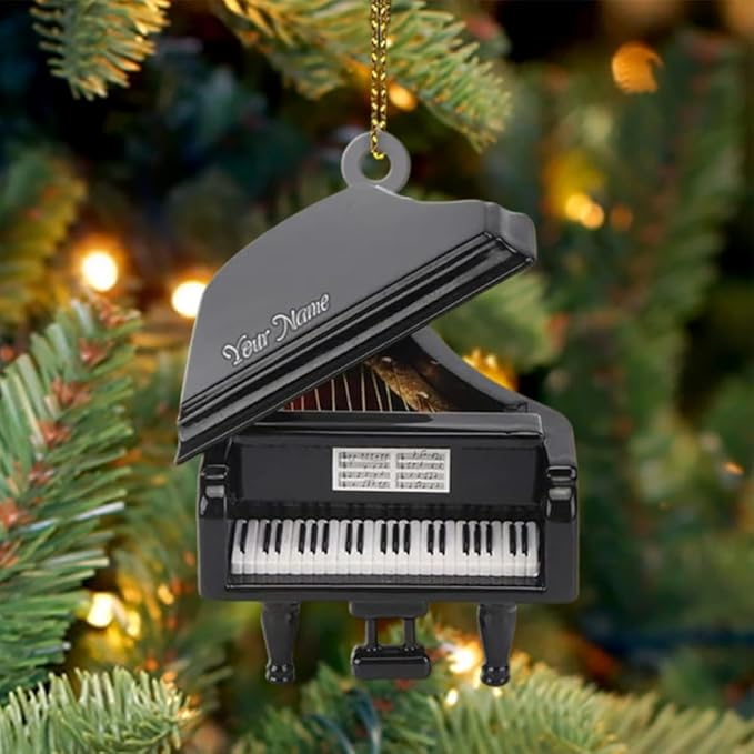Personalized Piano Ornament - Custom Name Music Instrument Christmas Gift for Piano Lovers LL66