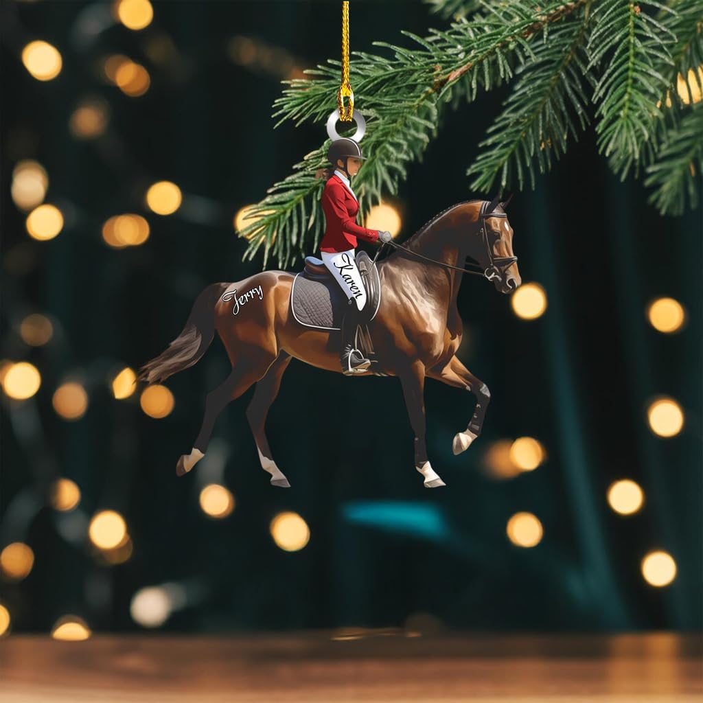 Personalized Equestrian Christmas Ornament | Custom Horse Rider Holiday Tree Decoration Gift for Cowboy & Cowgirl Riders THH5