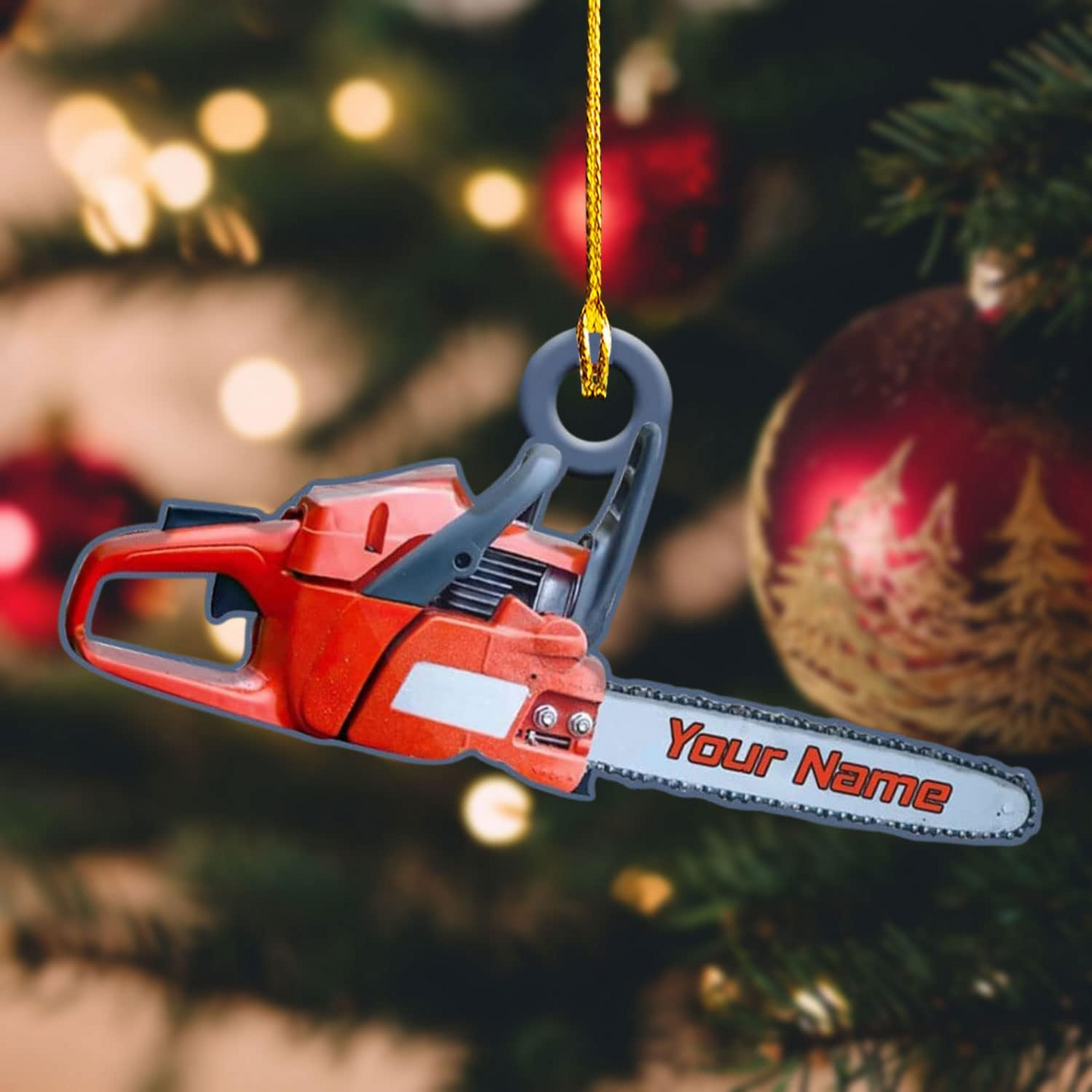 Personalized Chainsaw Ornament – Carpenter Lumberjack Christmas Ornament Style 10