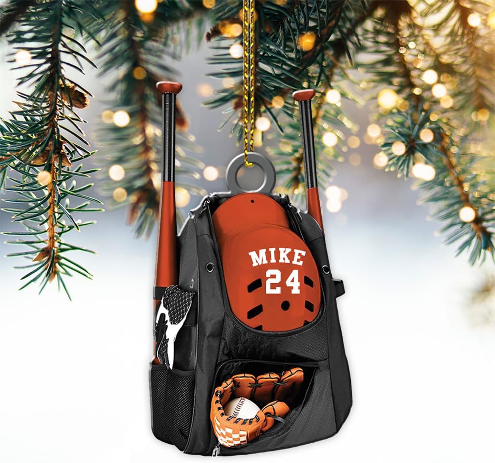 Personalized Baseball Christmas Ornament – Custom Name Acrylic Ornament, Sports Holiday Decoration, Baseball Player Gift TH12