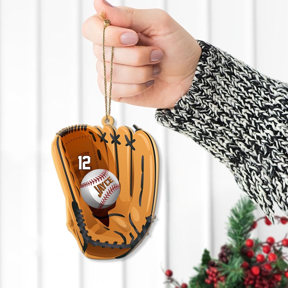 Personalized Baseball Christmas Ornament – Custom Name Acrylic Ornament, Sports Holiday Decoration, Baseball Player Gift  TH19