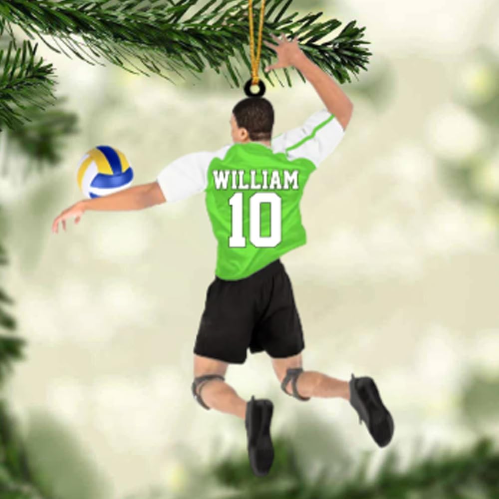 Personalized Volleyball Player Christmas Ornament, Custom Name Number Volleyball Boy Ornament TV17