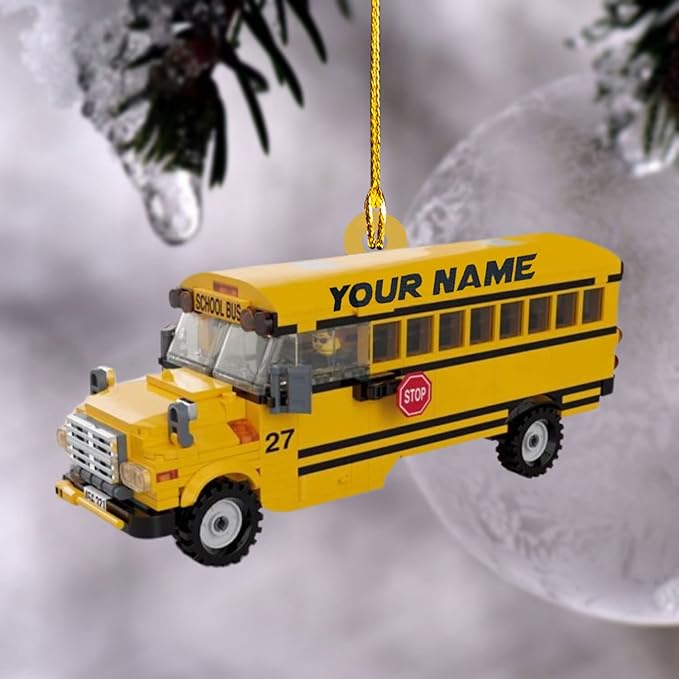 Personalized School Bus Ornament - Bus Driver Christmas Gift L6