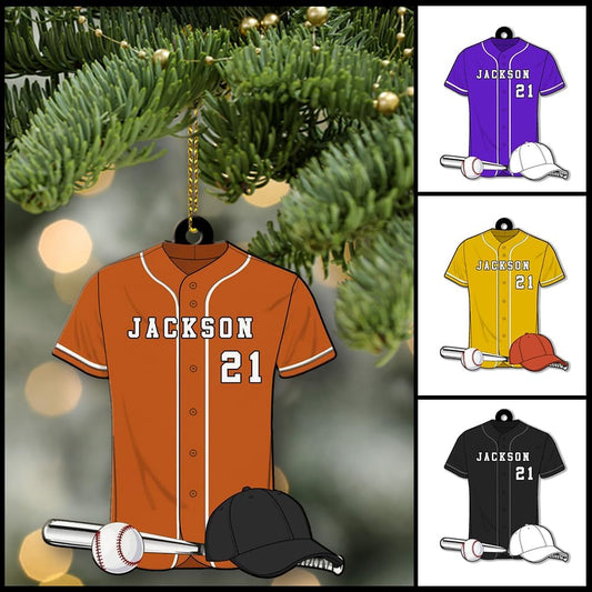 Personalized Baseball Christmas Ornament – Custom Name Acrylic Ornament, Sports Holiday Decoration, Baseball Player Gift TH2