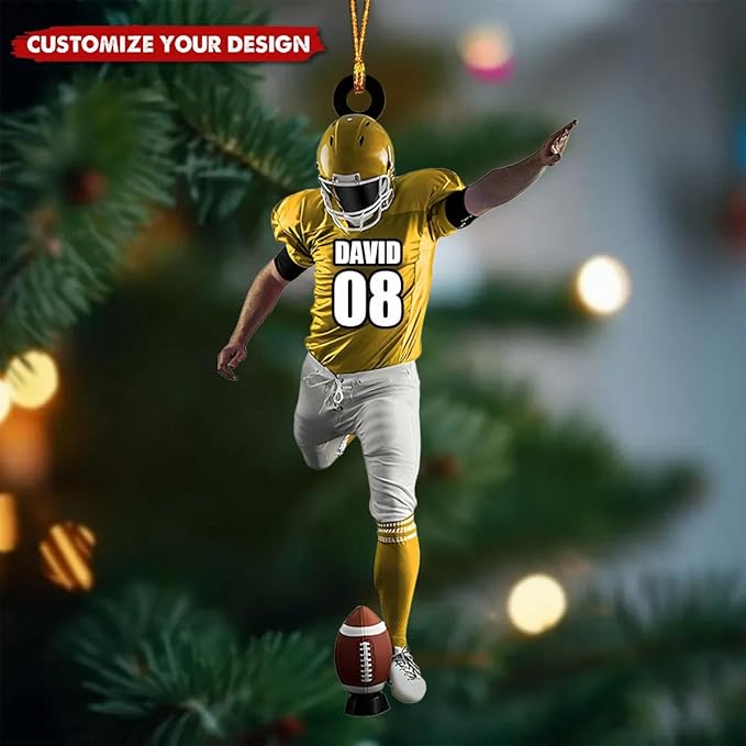 Personalized Football Player Ornament - American Football Ornament Gift LL32