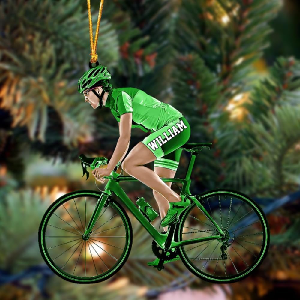 Custom Bicycle Christmas Ornament – Personalized Acrylic Cycling Ornament, Gift for Bike Riders and Cyclists TB12