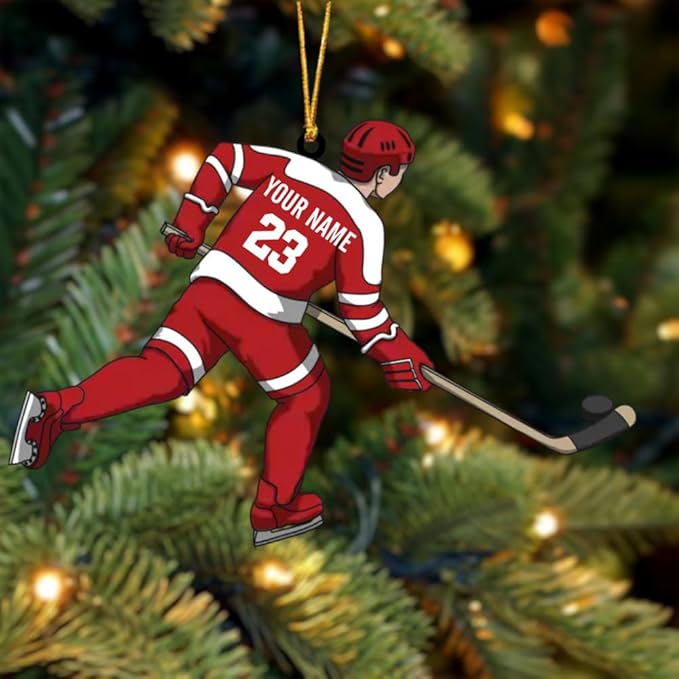 Personalized ice Hockey Ornament N13