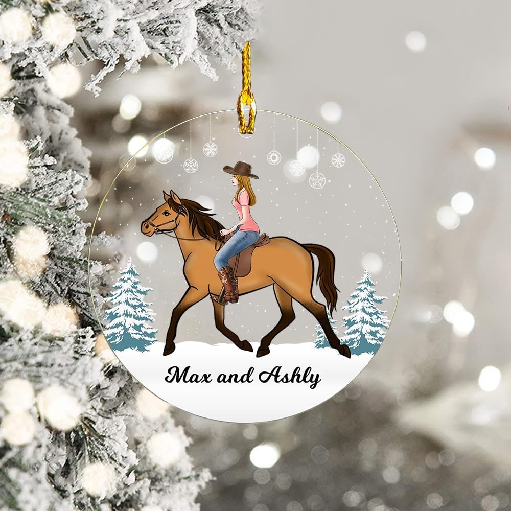 Custom Horse Riding Ornament | Personalized Equestrian Holiday Gift for Riders, Trainers & Horse Owners THH18