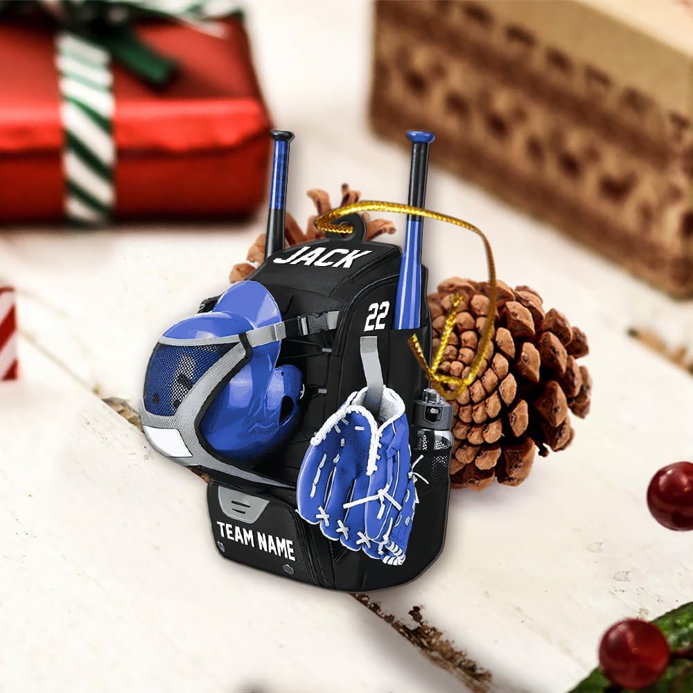 Personalized Baseball Christmas Ornament – Custom Name Acrylic Ornament, Sports Holiday Decoration, Baseball Player Gift TH1