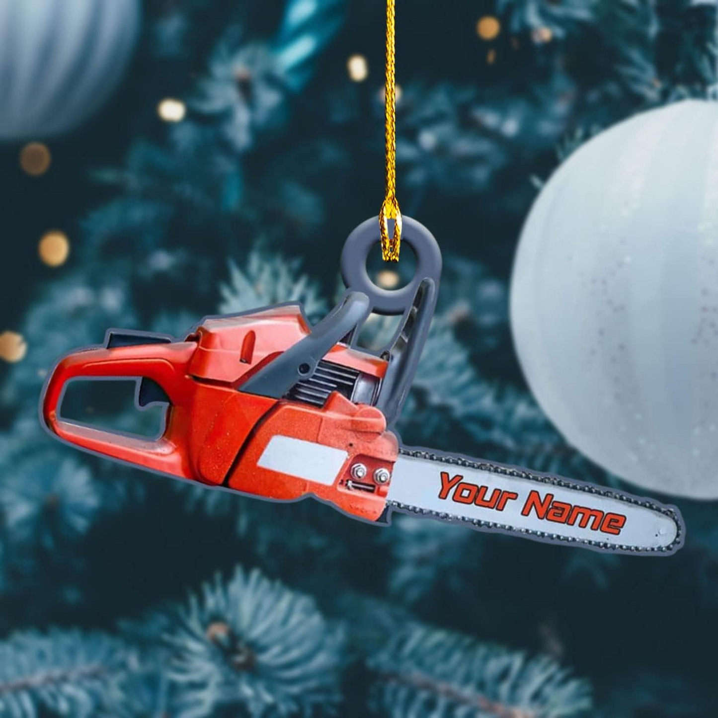 Personalized Chainsaw Ornament – Carpenter Lumberjack Christmas Ornament Style 10