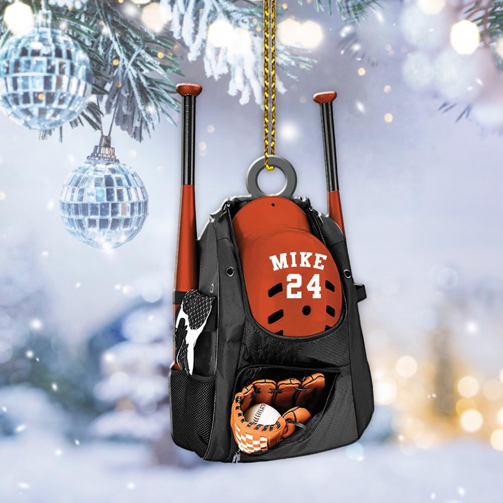 Personalized Baseball Christmas Ornament – Custom Name Acrylic Ornament, Sports Holiday Decoration, Baseball Player Gift TH12
