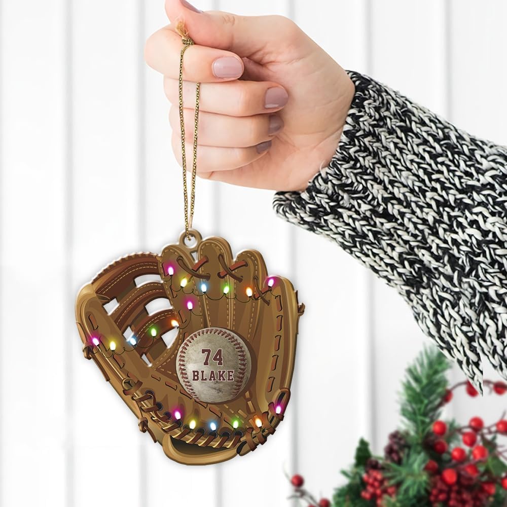 Personalized Baseball Christmas Ornament – Custom Name Acrylic Ornament, Sports Holiday Decoration, Baseball Player Gift TH7