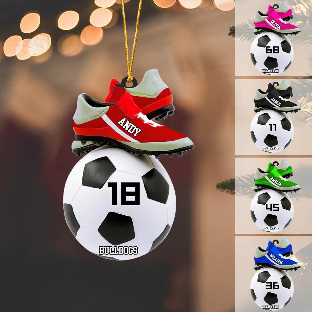 Custom Personalized Girl Soccer Acrylic Ornament, Gift for Soccer Players, Husband, Him, Christmas Tree Decor C01