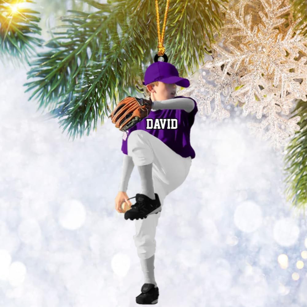 Personalized Baseball Christmas Ornament – Custom Name Acrylic Ornament, Sports Holiday TH37
