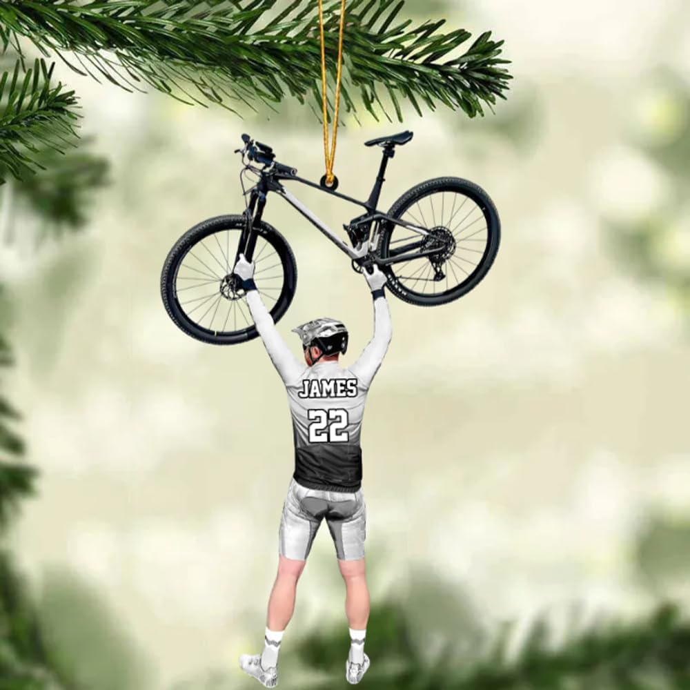 Personalized Cycling Ornament – Custom Name Acrylic Bicycle Christmas Decoration, Sport Holiday Keepsake TB13