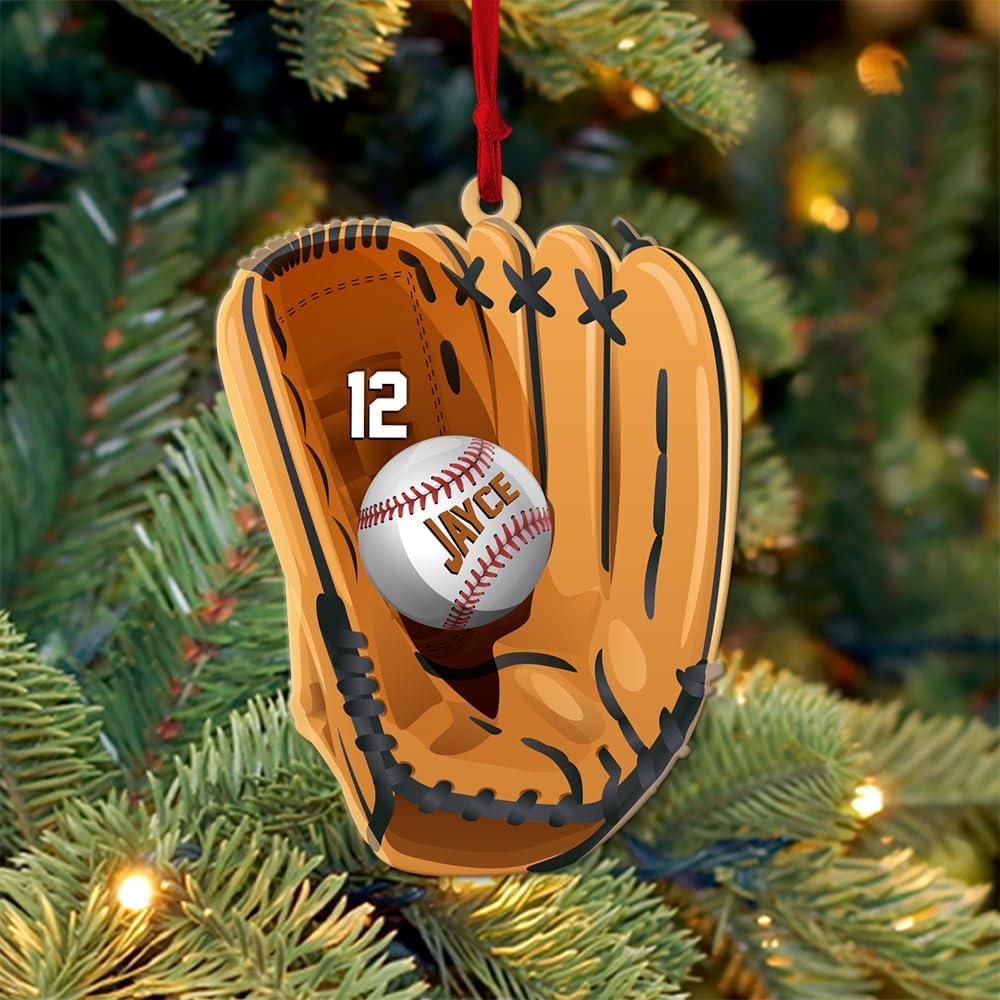 Personalized Baseball Christmas Ornament – Custom Name Acrylic Ornament, Sports Holiday Decoration, Baseball Player Gift  TH19