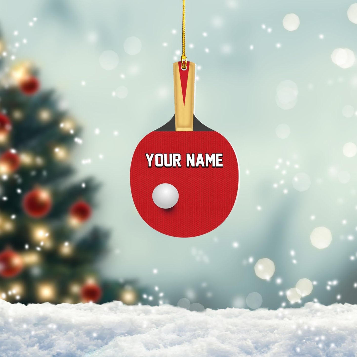Custom Ping Pong Christmas Ornament – Personalized Acrylic Table Tennis Gift, Sport Holiday Tree Decoration, Flat 2D Design TT12