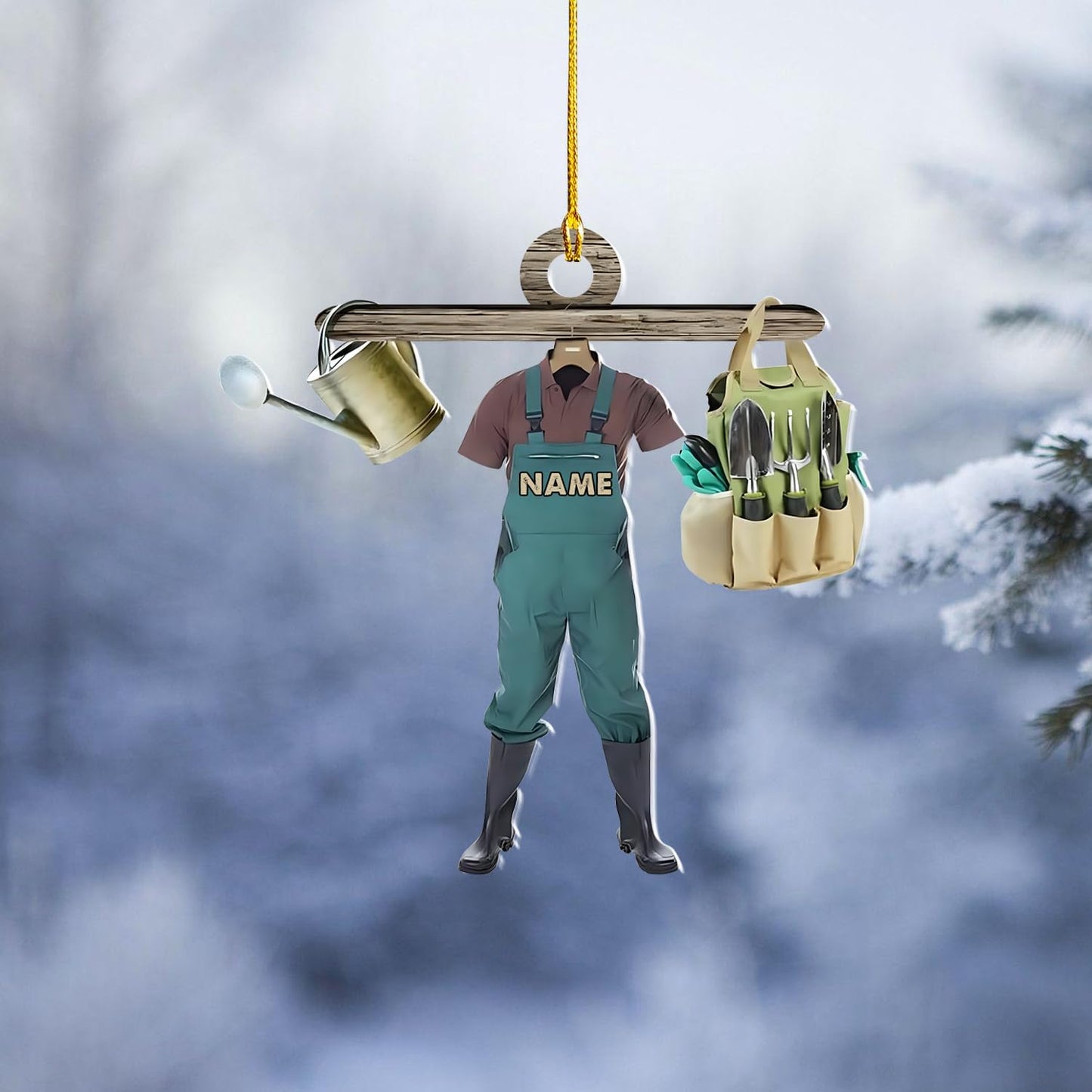 Custom Gardening Ornament with Name – Garden Tools Acrylic Christmas Decor for Gardeners & Green Thumb Lovers TG52