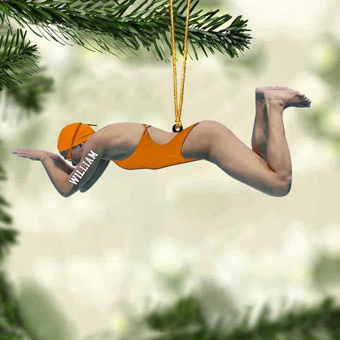 Personalized Swimming Christmas Ornament - Swimmer Christmas Gift for Boys, Girls & Pool Lovers LL37