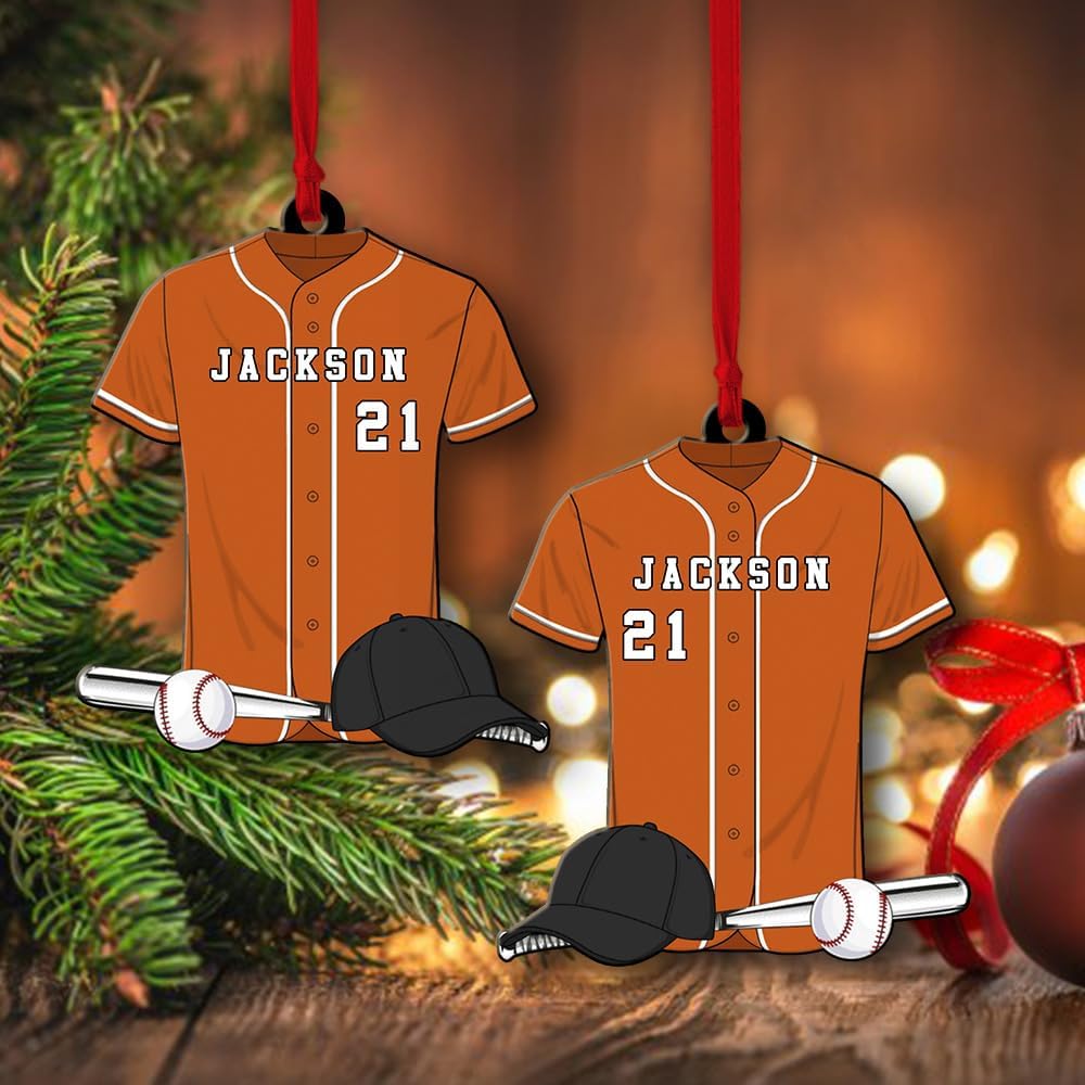Personalized Baseball Christmas Ornament – Custom Name Acrylic Ornament, Sports Holiday Decoration, Baseball Player Gift TH2