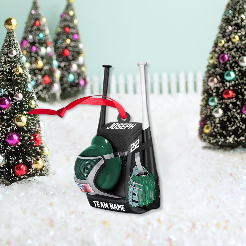 Personalized Baseball Christmas Ornament – Custom Name Acrylic Ornament, Sports Holiday Decoration, Baseball Player Gift TH20